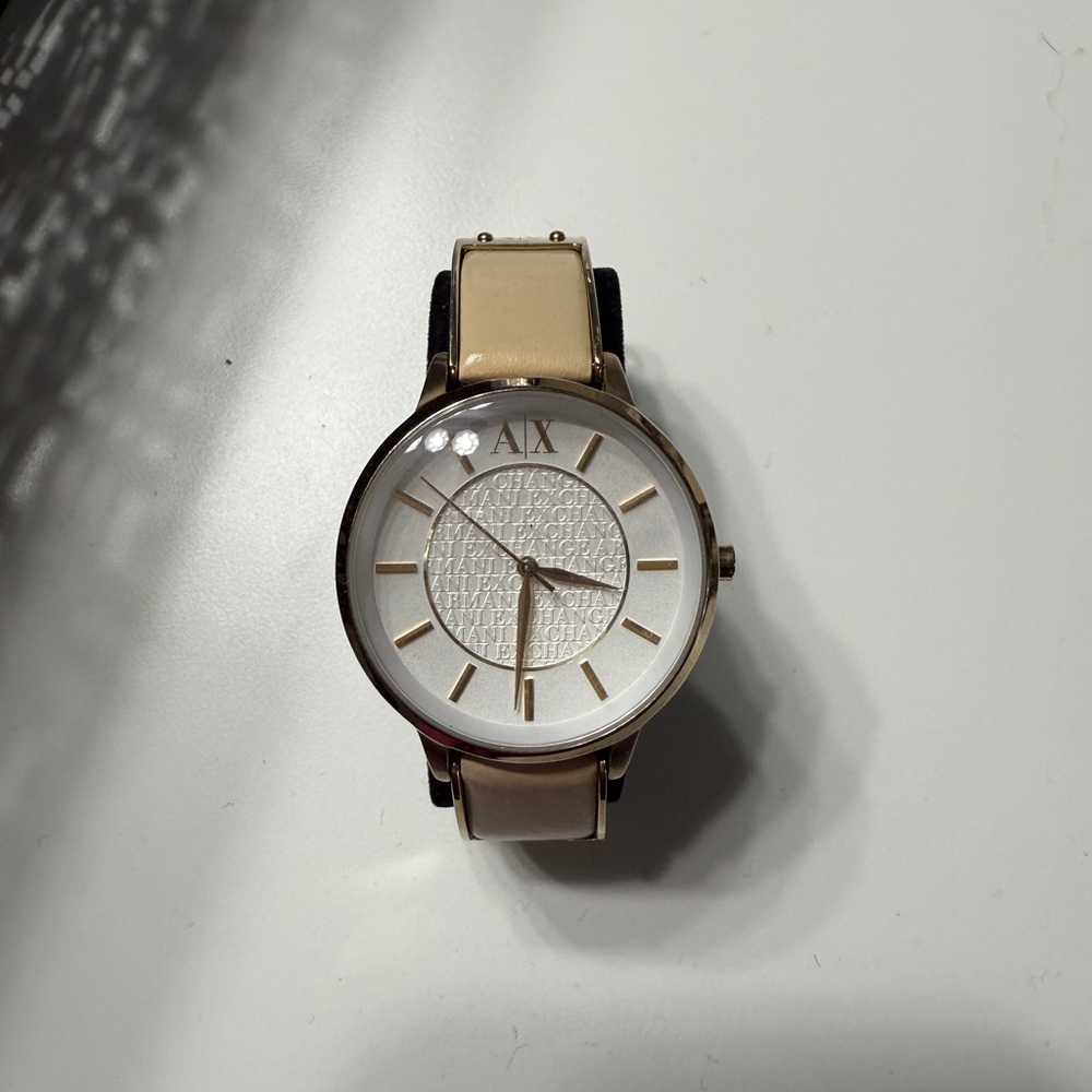 Armani Exchange Women's Watch with Cream Strap
